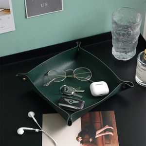 Bandeja de couro para joalheria, organizador de bandeja para mesa de entrada, mesa de mesa única redonda à prova d'água para comodidades - Product Image 3