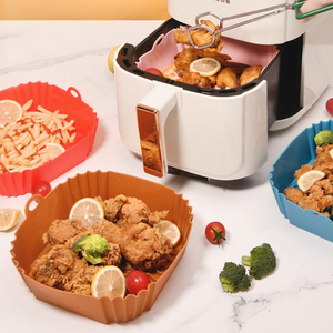 Accessoire de cuisine réutilisable en silicone, moule à pâtisserie, plateaux de four, doublures pliables en silicone pour friteuse à air, forme carrée - Product Image 5