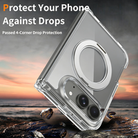 Étui de protection transparent antichoc GSCASE pour iPhone Duo 360 °   Support magnétique rotatif pour téléphone, coque pliable