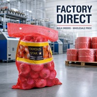 PP Mesh Zakjes geventileerd, voor groenten, aardappelen, fruit, met aangepaste bedrukte labels, groothandel