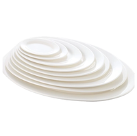 Design moderne Grande assiette ovale en céramique Blanc pur Vaisselle de restaurant Fournitures d'hôtel écologiques pour quantité minimale de commande de poisson à la vapeur 20pcs