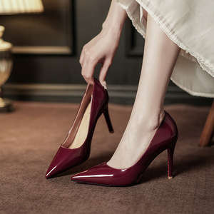 Escarpins à talon aiguille et bout pointu 9000G-158, semelle rouge, strass, chaussures de mariée, talon super haut 8 cm, tendance mode - Product Image 3