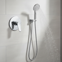 Ensemble de robinetterie de douche chromé, type pluie, avec douchette souple murale en laiton 2-en-1, pour baignoire, appartement, hôtel, système de robinetterie en céramique