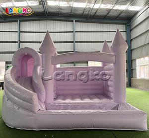 Noleggio Trampolino per Bambini, Area Giochi Morbida Gonfiabile Commerciale da Interno con Scivolo Combo, Colore Viola Pastello - Product Image 1