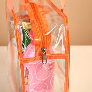 Large <b>Toiletry</b>/Cosmetic <b>Bag</b> Zipper Portable Waterproof Reusable <b>Clear</b> PVC Hot Stamping Recyclable Environment Friendly - Product Image 3