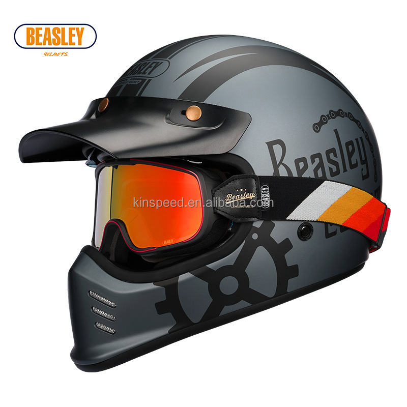Beasleyレトロクラシックスタイルフルフェイスバイクオートバイ用