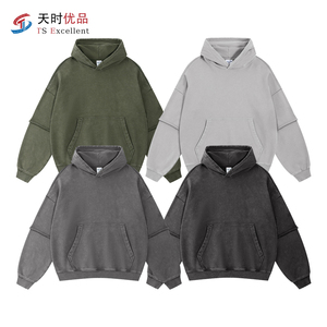 Sweat à capuche surdimensionné imprimé en polyester/coton tissé, anti-rétrécissement, 430G, avec fermeture éclair, pour homme, automne-hiver, vente en gros, écoresponsable - Product Image 1