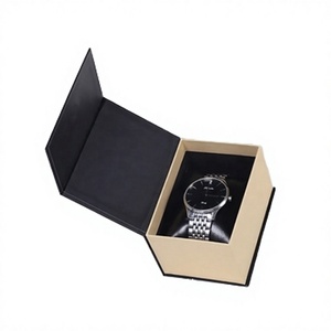 Boîte à montre élégante avec couvercle rabattable magnétique, coussin en velours, étui de rangement pour montre-bracelet, boîte cadeau pour montre de luxe pour hommes - Product Image 1