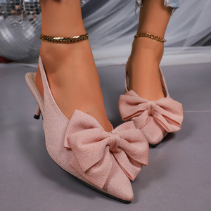 Summer 2026 New Product-Sourced High-Heeled Pointed-Toe Leopard Print Glitter <b>Bow</b>-Back Outdoor Sexy Stiletto Heel <b>Sandals</b> - Product Image 6