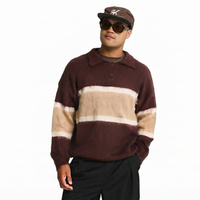 Herren Mohair Strickpullover ODM Atmungsaktiv Logo Gestreiftes Muster Maßgeschneidert Herbst Winter