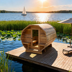 <span class=keywords><strong>Sauna</strong></span> extérieur traditionnel en bois de cèdre massif carré, 2 en 1, pour 2 à 4 personnes, avec compartiment - Product Image 2