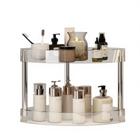Étagère de salle de bain moderne de luxe transparente à 2 niveaux, durable et étanche, sans perçage, pour comptoir de toilettes et meuble-lavabo domestique