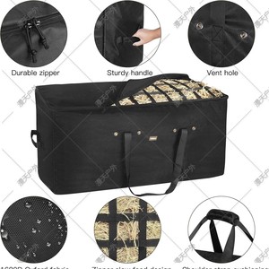 Bolsa de almacenamiento de heno para caballos, 44x18x22 pulgadas, bolsa de alimentación ecuestre para exteriores con cremallera de gran capacidad y asa para uso en granjas ecuestres - Product Image 3