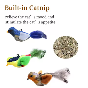 Interactive Pet <b>Cat</b> Toy Soft Plush Feather Tail Lifelike Dog Toy Funny Plastic <b>Ring</b> Bird Toy Battery-operated Catnip Chirp Sound - Product Image 5