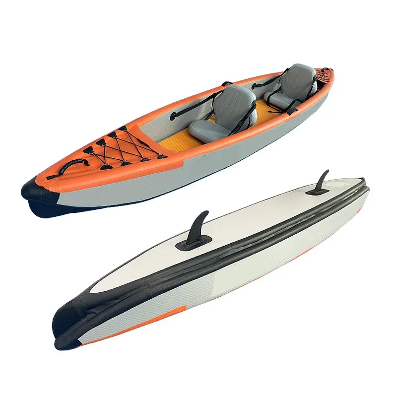 2 persone pieghevole punto a goccia Kayak barca PVC/PE/PC gonfiabile canoa da pesca/Kayak 4m di lunghezza con Paddle per uso esterno sui fiumi