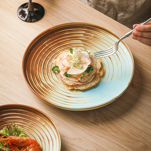 Plato <span class=keywords><strong>de</strong></span> <span class=keywords><strong>Porcelana</strong></span> Redondo Japonés Mate Rústico Colorido para Catering, Vajilla <span class=keywords><strong>de</strong></span> Cerámica para Restaurante - Product Image 5