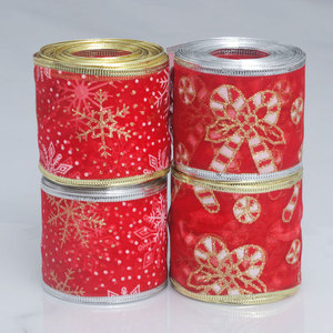 Grenzüberschreitender Großhandel Weihnachtsdekoration Schleifenband, Lederimitat Leinen Drahtkantenband Gold Silber Kantenband Netzgarn - Product Image 2