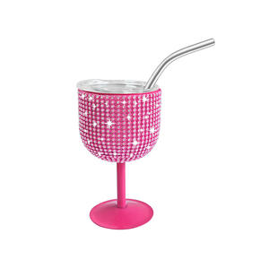 Mini gobelet en acier inoxydable 304 de 4oz isolé au diamant avec paille et strass Mini gobelet en verre à liqueur avec couvercle - Product Image 6