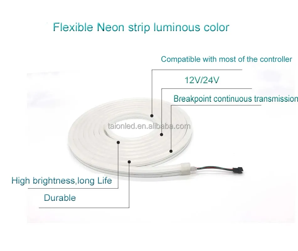 Tira de luces led de silicona IP67, 12V, direccionable, ws2818 chipset, flexible, neón, colores completos RGB, 60led/M
