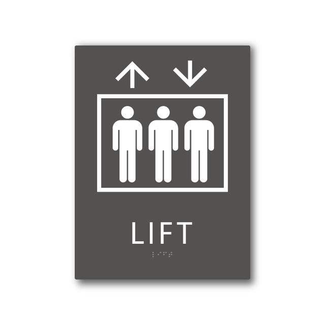 Elevator Braille Sign, ADA-Compliant Braille  Sense and Raised Letters Metal Toilet Sign for Business