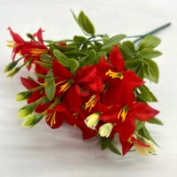 Petit bouquet de lys multi-têtes en pot, fleurs artificielles, décoration intérieure, photographie, plantes artificielles, fait main, DIY, mariage, nouvel an