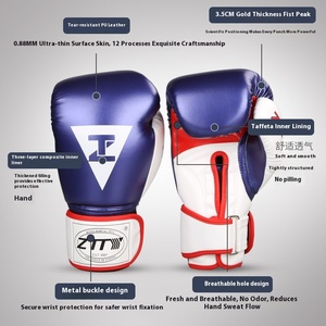 Nuevos GUANTES DE Kick Boxing MMA para niños y adultos, venta al <span class=keywords><strong>por</strong></span> mayor, guantes de boxeo de mano de lucha de competición de PU gruesos de cuero brillante - Product Image 5