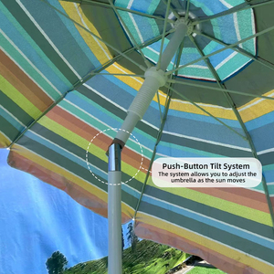 Sombrillas de Playa Personalizadas de Múltiples Tamaños con Función de Inclinación, Colores Mixtos y Rayas para la Arena - Product Image 4