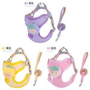 Pineapple Pattern Dog Harness and Leash Set Breathable Adjustable Pet Vest Harness Cartoon Puppy Walking Outfit - Product Image 5