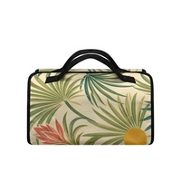 Sac de voyage cosmétique à suspendre en polyester avec imprimé feuille de palmier hawaïenne, marque privée, pour rangement de maquillage