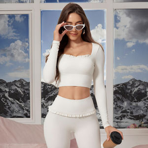 Nueva Camiseta Deportiva Ligera para Mujer, Estampada, Transpirable, de Spandex/Nailon, Informal, para Yoga y Fitness, Cuello Cuadrado, Corte Regular - Product Image 3