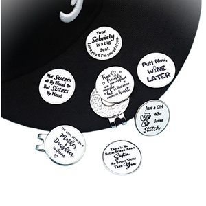 Marcador de bola de golf metálico en blanco, con logotipo único en caja dorada, grabado y chapado en negro, con cierre a presión, etiqueta novedosa, Edge South Blanks Caps Hong - Product Image 2