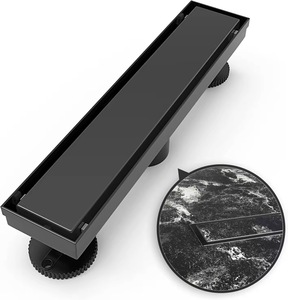 ניקוז ליניארי למקלחת בגודל 12 אינץ' בצבע שחור מט, פאנל 2 ב-1 עם מסנן שיער - Product Image 5