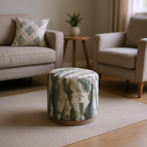 D0100HRRDLJ Otomana Ovalada con Acentos de Tela, Taburete Contemporáneo Moderno para el Hogar, Muebles para Sala de Estar - Product Image 2