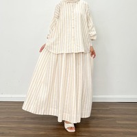 Ensemble jupe et chemise respirante à manches longues et col rayé oversize en lin écologique durable pour femme, idéal pour le travail (OEM)