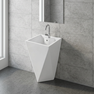 Nuevo Lavabo de Cerámica de una Pieza con Pedestal, Rectangular, para Uso en Hospitales y Villas, Diseño Moderno - Product Image 3