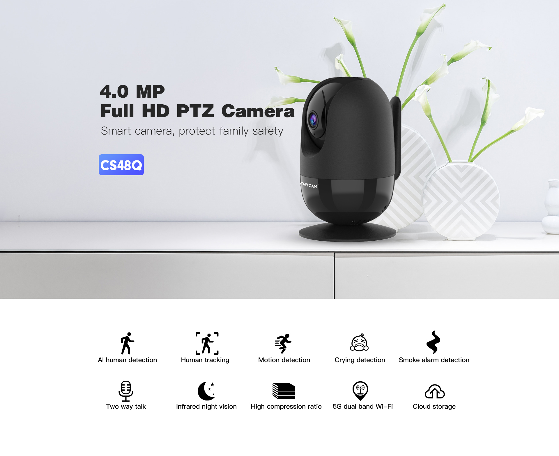 VStarcam 5MP Smart CCTV home security camera system wireless WIFI PTZ video surveillance IP camera for indoor