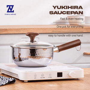 Cacerola japonesa Yukihira Nabe de 3 capas de acero inoxidable 18/8 profesional de gama alta con tapa y mango de madera, <span class=keywords><strong>olla</strong></span> lista para inducción - Product Image 1