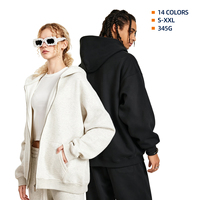 Vente en gros de sweats à capuche unisexes de haute qualité, 345 GSM, épais, à fermeture éclair, décontractés, impression numérique personnalisée, sweats à capuche en polaire pour hommes pour l'hiver