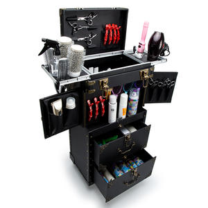 Trolley de Coiffure Vintage en Cuir – Boîte à Outils Personnalisée Rétro avec Tiroirs pour <span class=keywords><strong>Coiffeur</strong></span> et Rangement de Produits de Beauté - Product Image 3