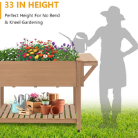 Jardinière surélevée mobile en bois personnalisée avec roues et étagère de rangement
