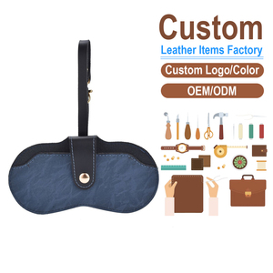 Factory Supply Retro PU Leather Sunglasses Case, Portable Eyeglasses Protector Pouch with Strap - Product Image 2