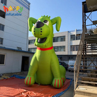 Modèle d'animal gonflable géant réaliste en forme de chien vert de 4,5 m de haut pour la publicité dans les parcs, les événements en plein air et la décoration de dessins animés