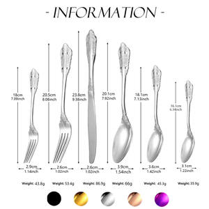 Ensemble de couverts <span class=keywords><strong>en</strong></span> acier inoxydable de luxe pour hôtel, style baroque vintage rétro doré royal pour mariage - Product Image 2