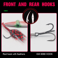 Jigging Squid Bionic Speed Sink Plaque en fer 20g 30g 40g pour eau salée, lancer lent, yeux 3D, plume d'aide, hameçon triple IGK pour Zander et rivière