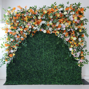 Rollo de Pared de Fondo Verde con Flores y Plantas, Tela de Pared de Flores Artificiales para Decoración de Bodas, Hogar, Fiestas y Eventos - Product Image 1