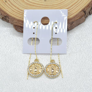 Recherche chaude: Boucles d'oreilles à pampilles religieuses en plaqué or 14 carats Guadalupe Zircon - Product Image 1