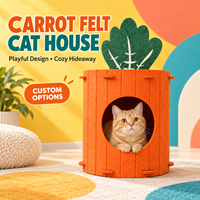 Maison pour chat en feutre en forme de carotte personnalisée, lit-caverne d'intérieur pour animaux de compagnie avec motif de feuilles vertes pour chats et petits animaux, vente en gros OEM ODM