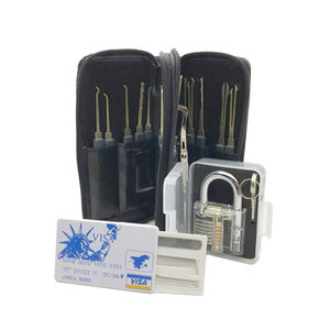 ชุดอุปกรณ์งัดกุญแจไทเทเนียมแบบตะขอเดี่ยว 24 ชิ้น พร้อมกล่องใสสำหรับฝึกซ้อมแบบช่างกุญแจ  แบบเจมส์ <span class=keywords><strong>บอนด์</strong></span> <span class=keywords><strong>007</strong></span> สำหรับงัดกุญแจแบบการ์ดเครดิต - Product Image 1