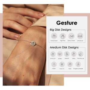 Chihang acier inoxydable geste symboles 9MM disque pendentif gravé <span class=keywords><strong>Okay</strong></span> Pinky jure poignées haut cinq Bracelet - Product Image 4