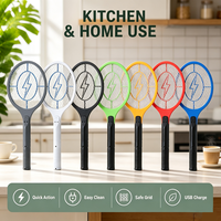 Raquette anti-moustiques électrique rechargeable haute tension pour la maison, tapette à insectes à grande grille, écologique
